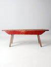antique red painted farmhouse bench