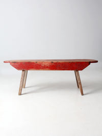 antique red painted farmhouse bench