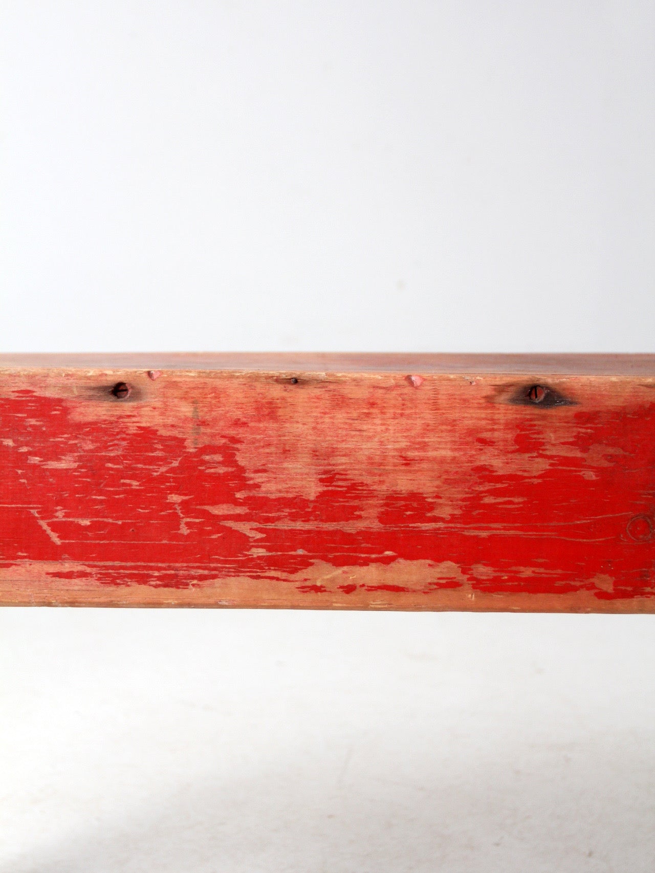 antique red painted farmhouse bench