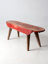 antique red painted farmhouse bench