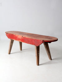antique red painted farmhouse bench