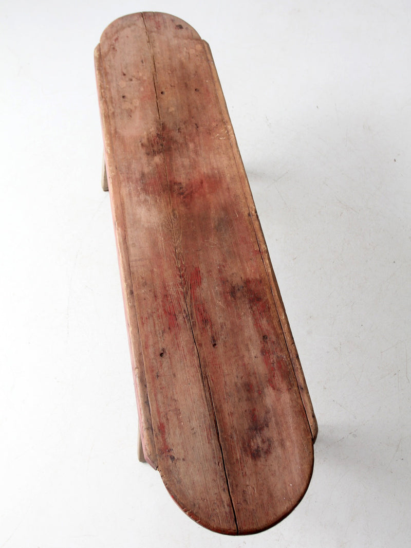 antique red painted farmhouse bench