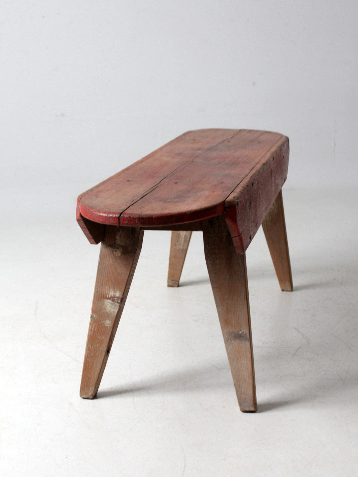 antique red painted farmhouse bench