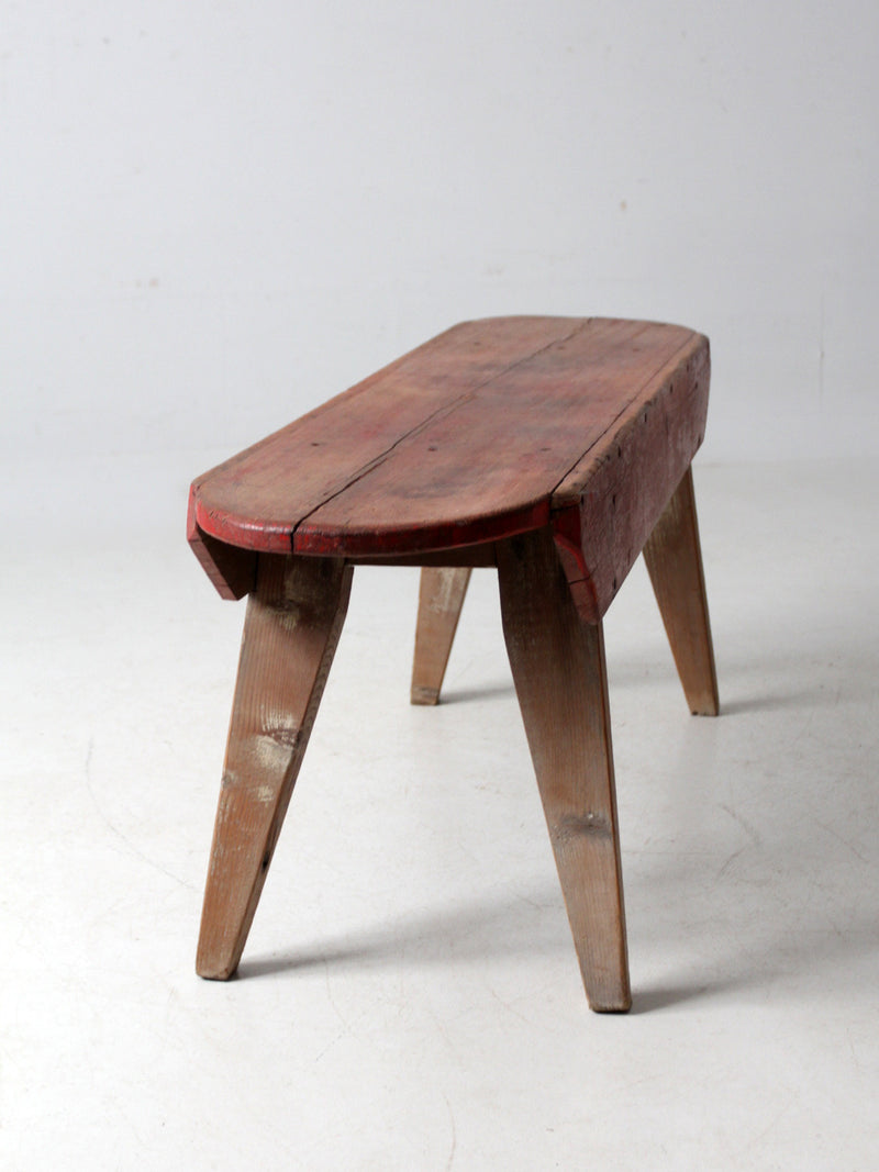antique red painted farmhouse bench
