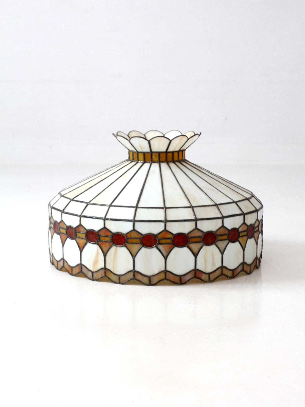 vintage Tiffany-style stained glass hanging light shade