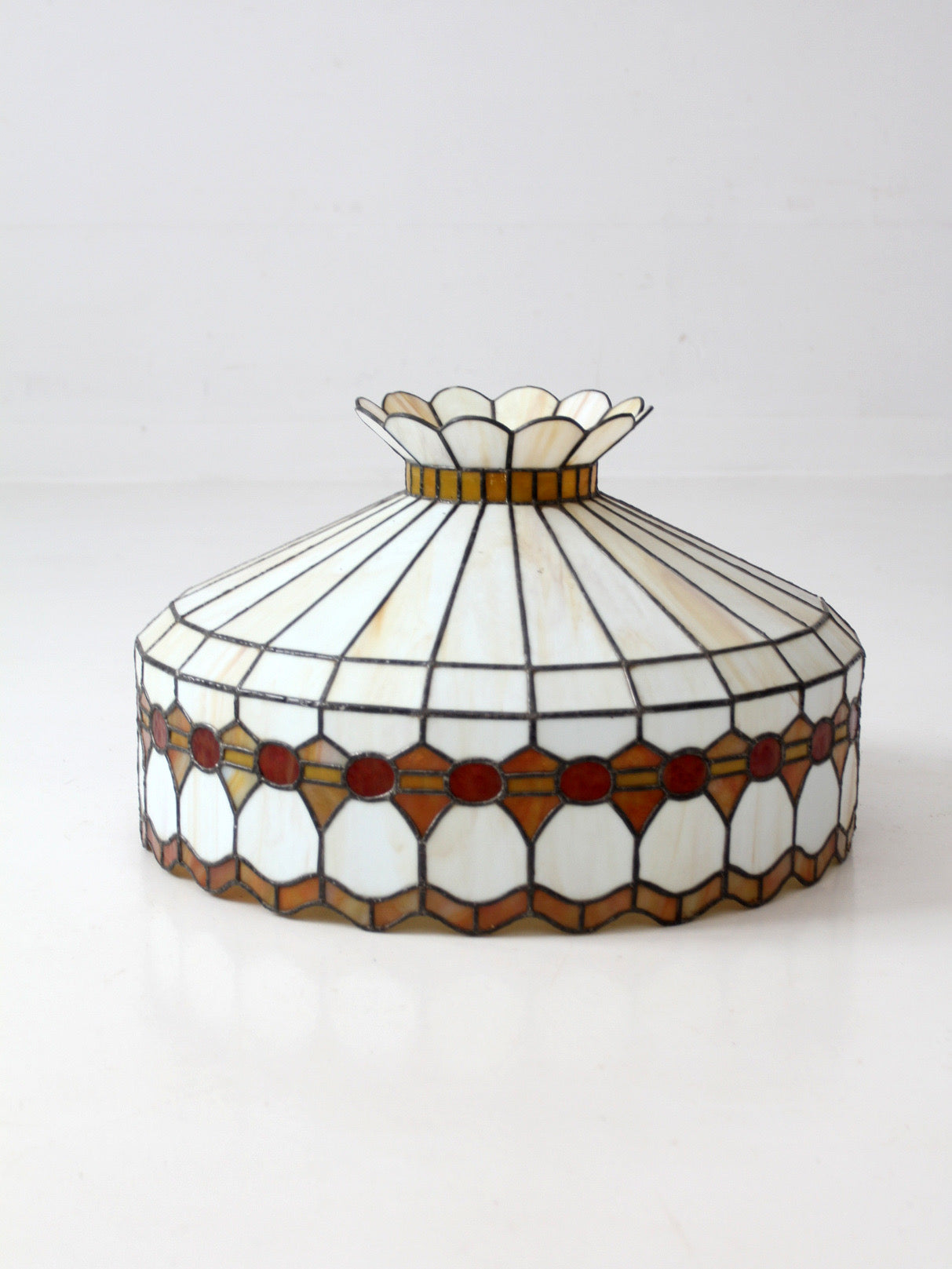 vintage Tiffany-style stained glass hanging light shade