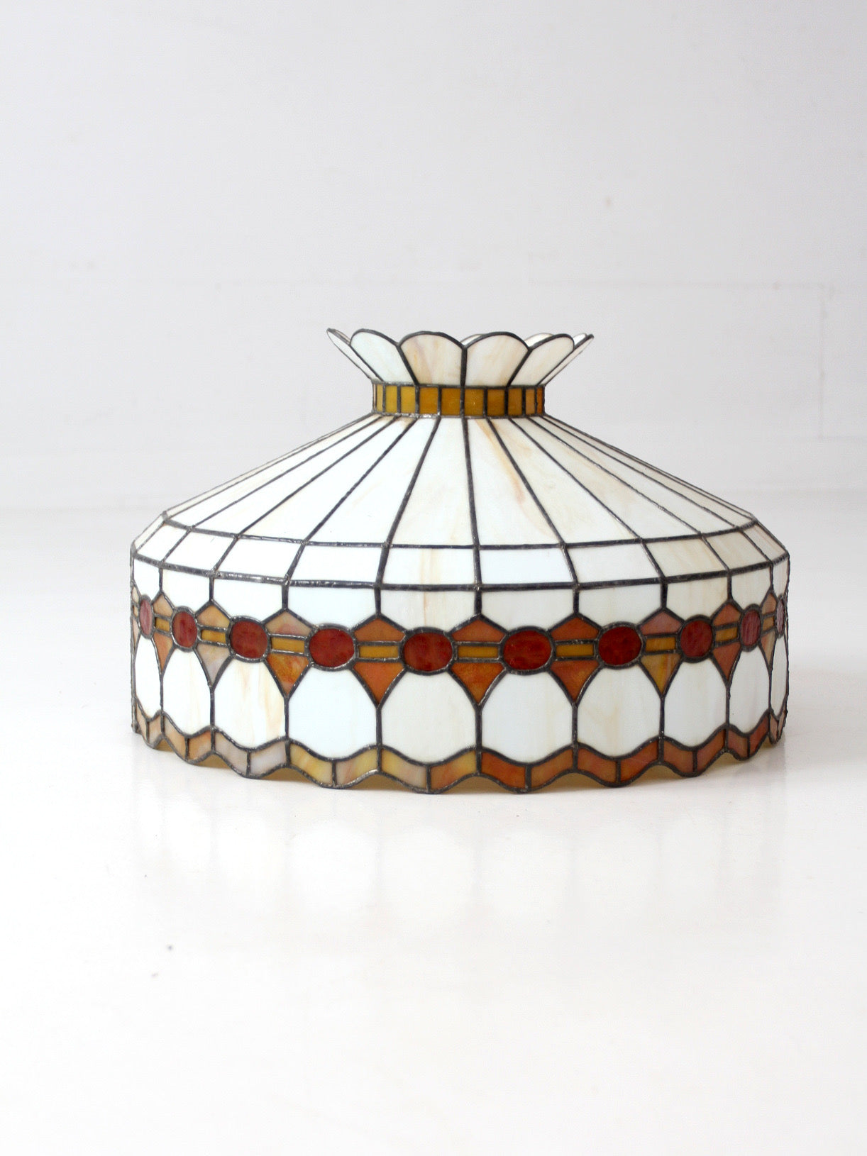 vintage Tiffany-style stained glass hanging light shade