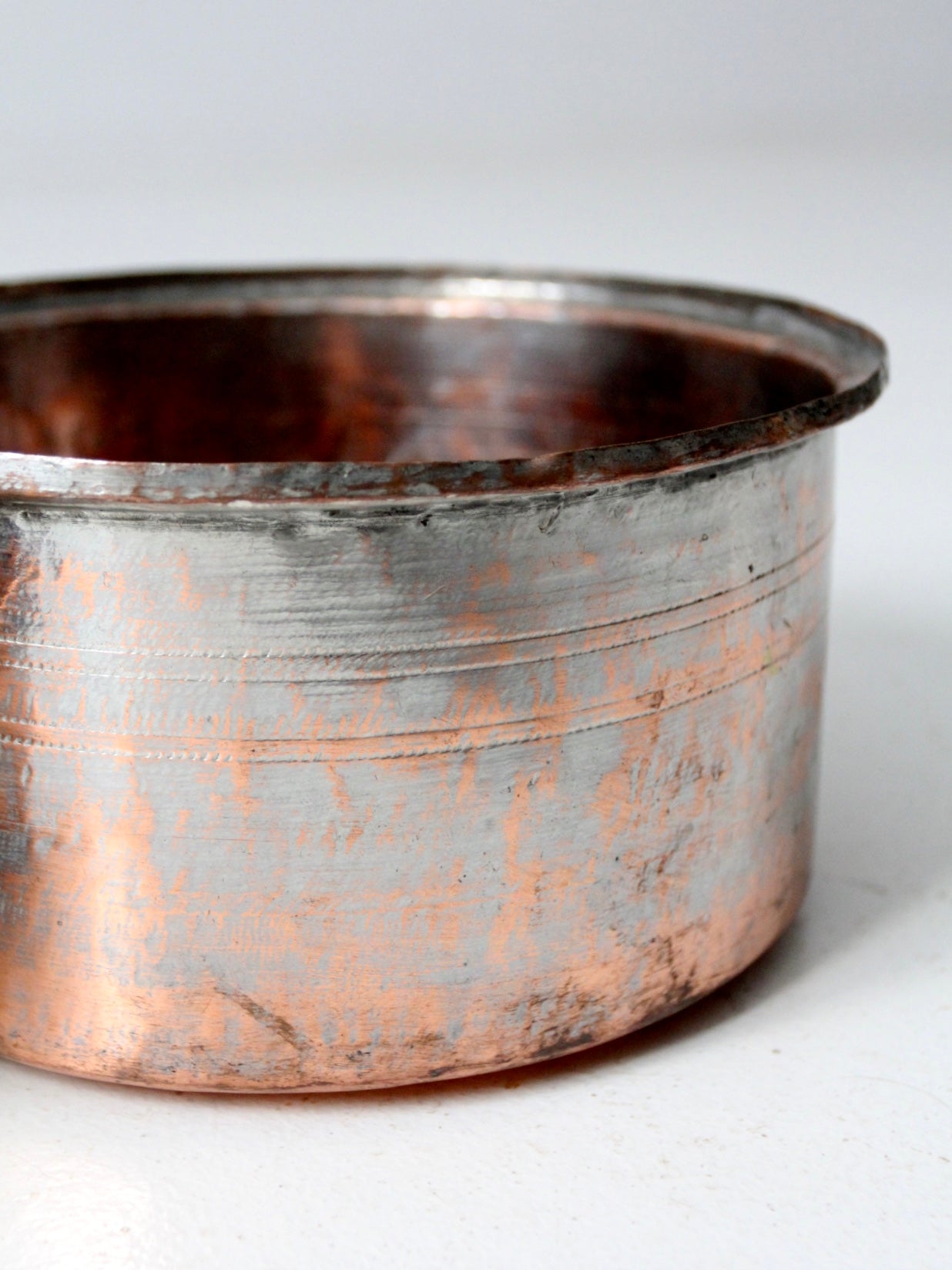 set of 3 antique hand-hammered copper bowls