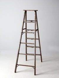 vintage wooden ladder with metal braces