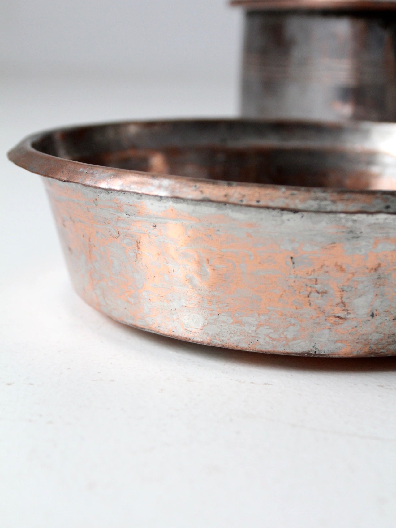 set of 3 antique hand-hammered copper bowls