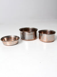 set of 3 antique hand-hammered copper bowls