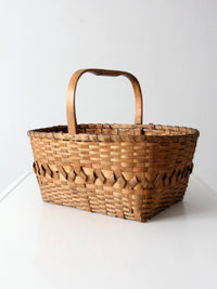 antique folk art splint gathering basket