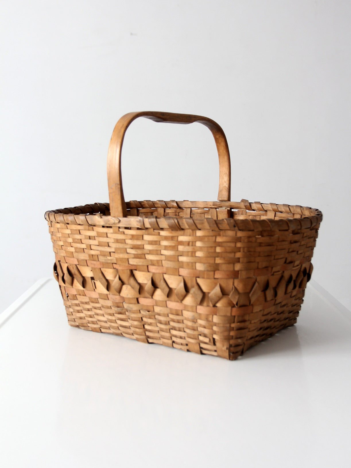 antique folk art splint gathering basket