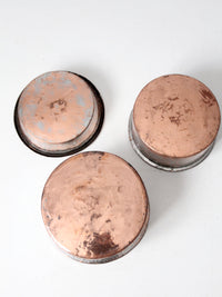 set of 3 antique hand-hammered copper bowls