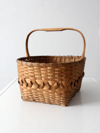 antique folk art splint gathering basket