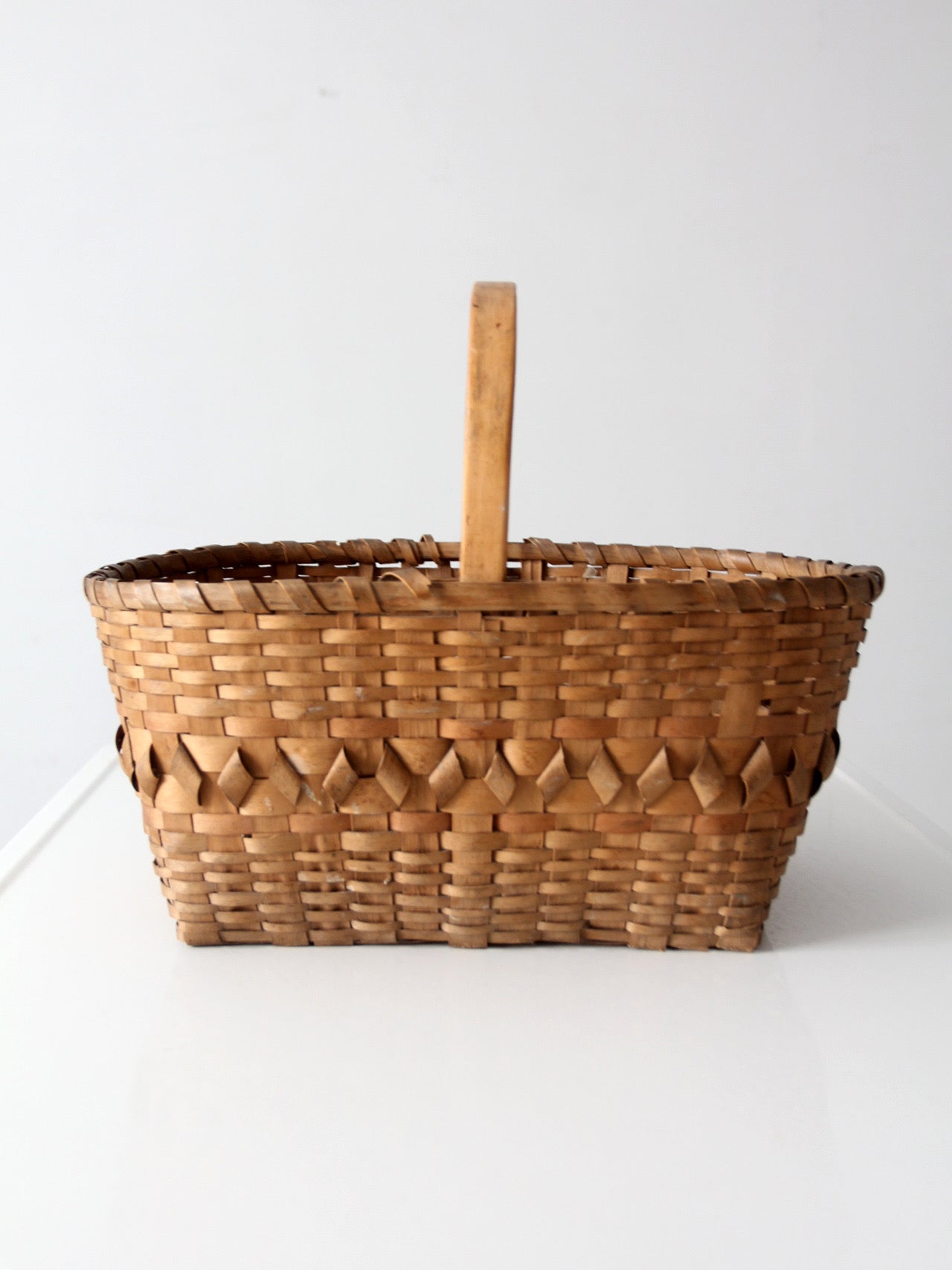 antique folk art splint gathering basket