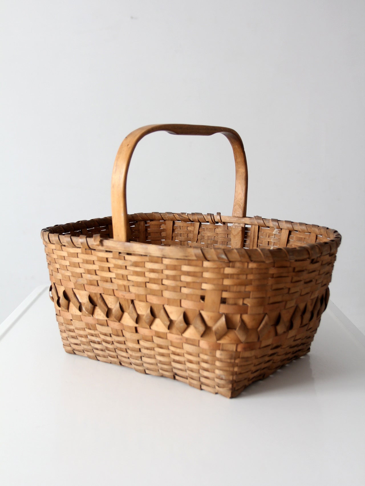 antique folk art splint gathering basket