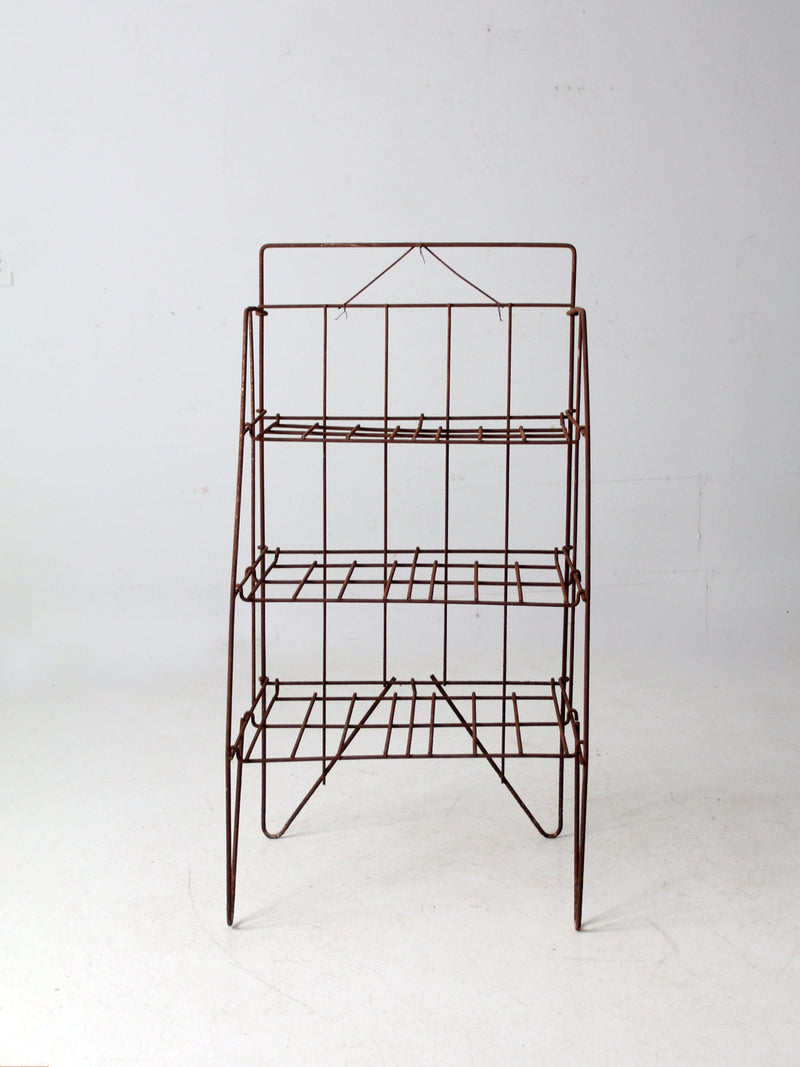 mid-century collapsible wire shelf rack