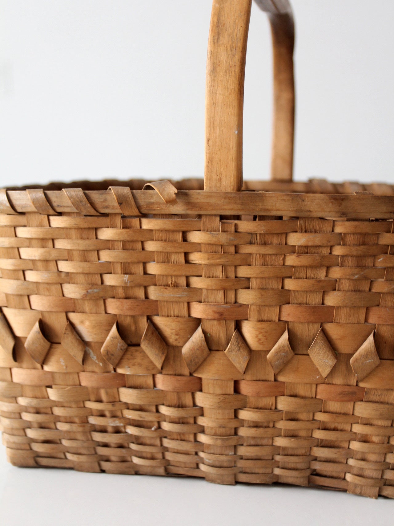 antique folk art splint gathering basket