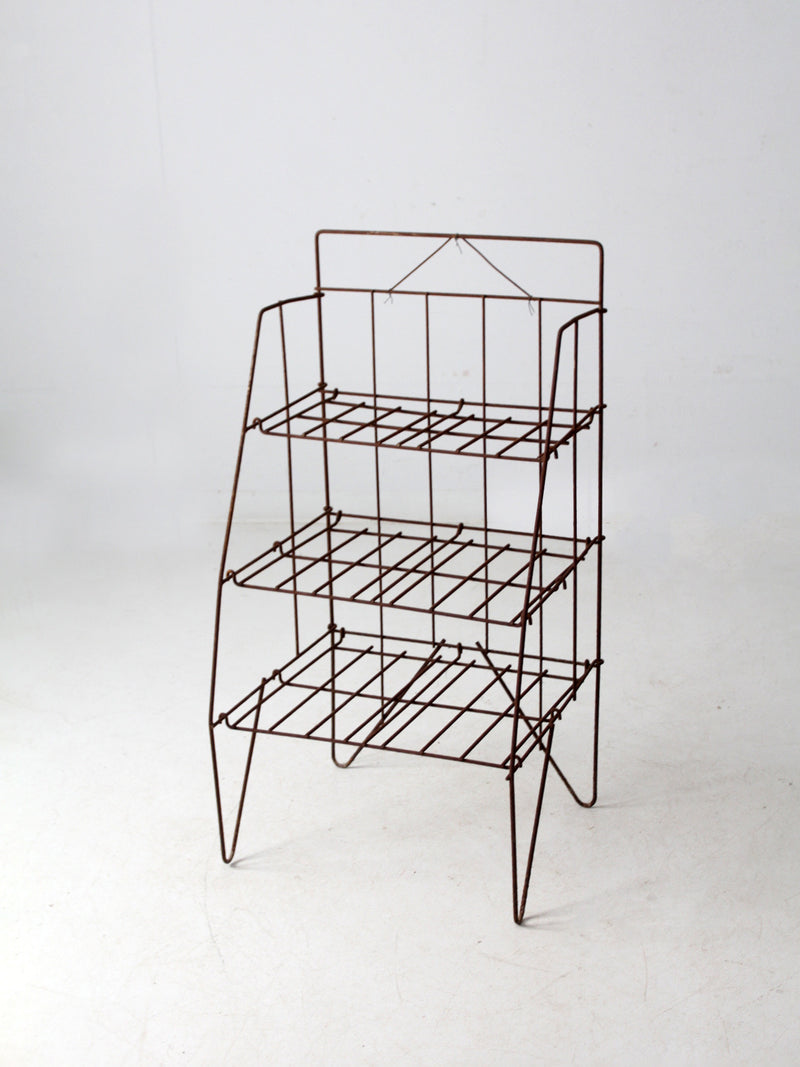 mid-century collapsible wire shelf rack