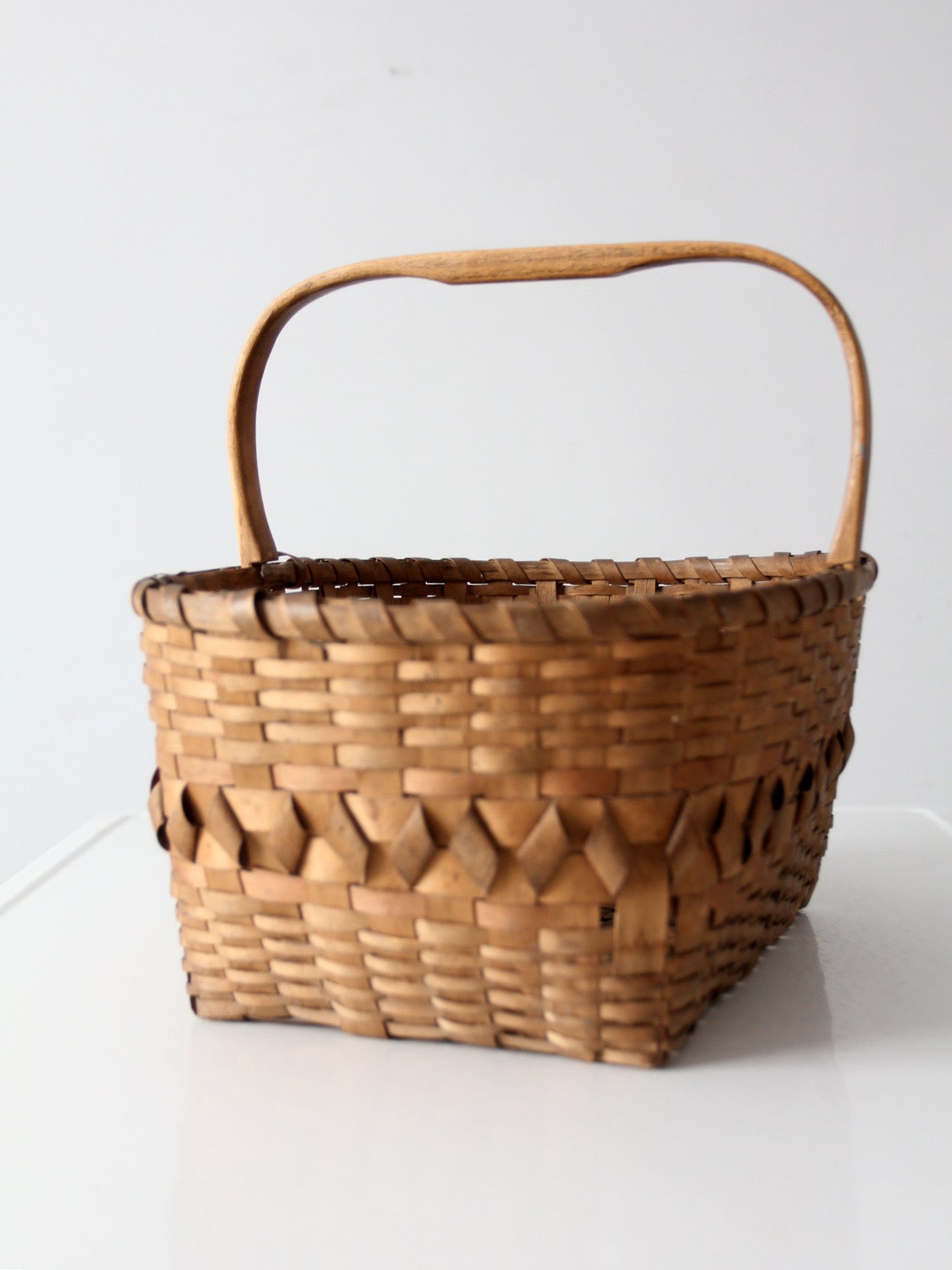 antique folk art splint gathering basket