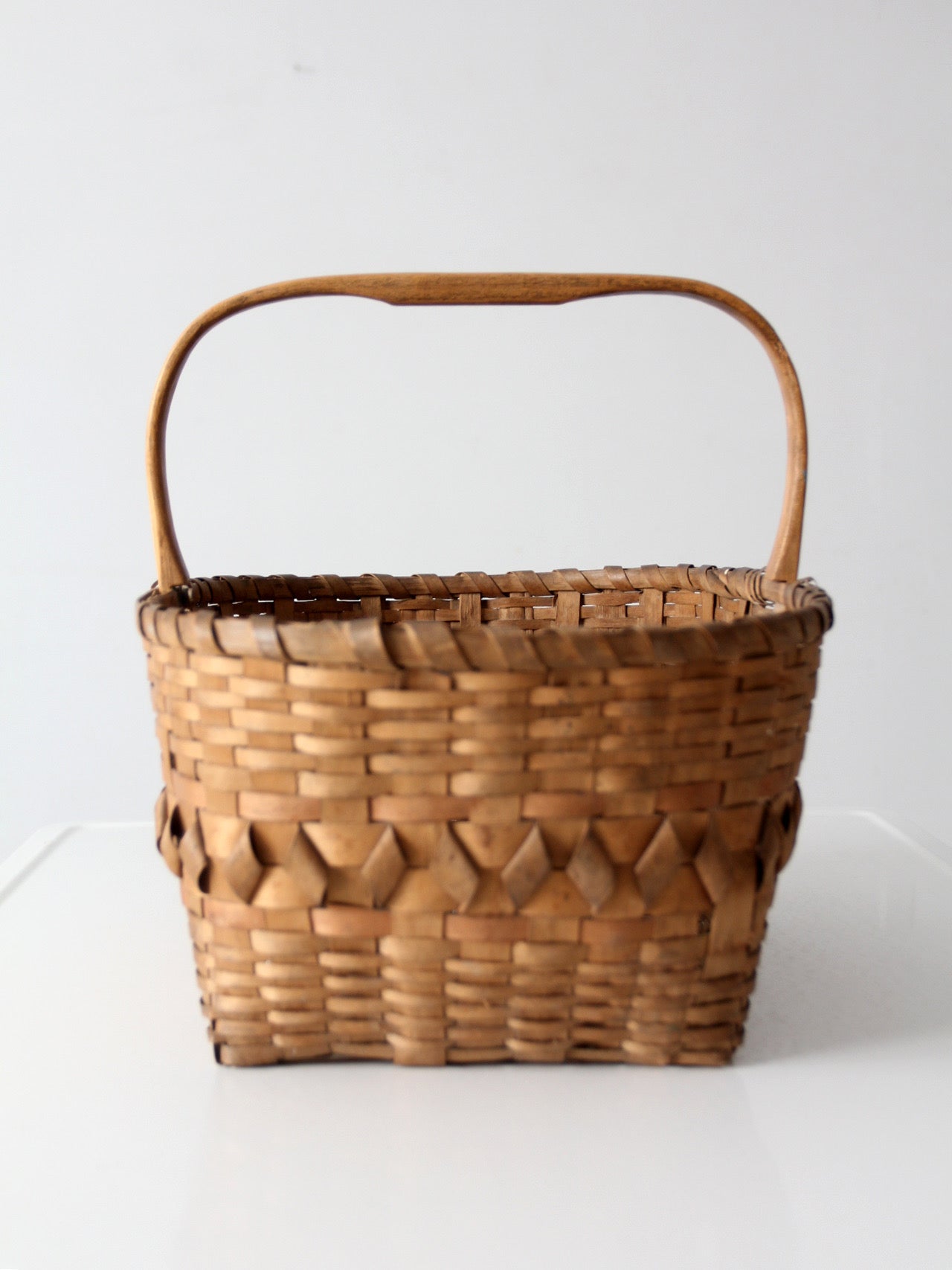 antique folk art splint gathering basket
