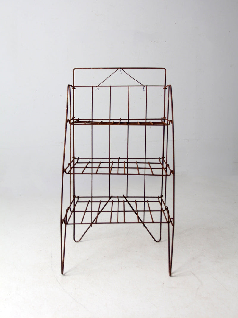 mid-century collapsible wire shelf rack