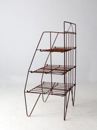 mid-century collapsible wire shelf rack