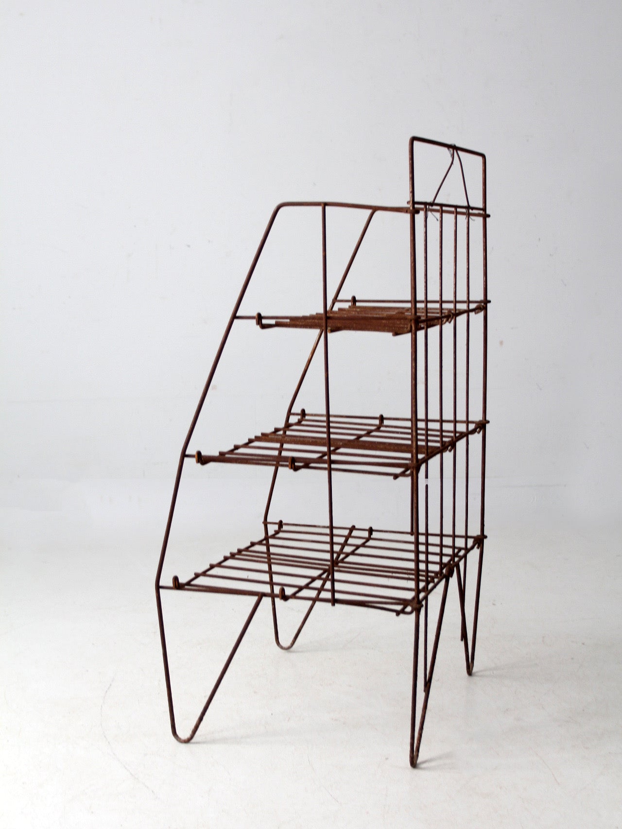 mid-century collapsible wire shelf rack