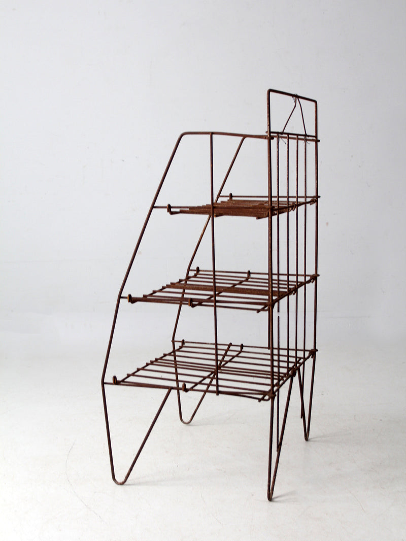 mid-century collapsible wire shelf rack