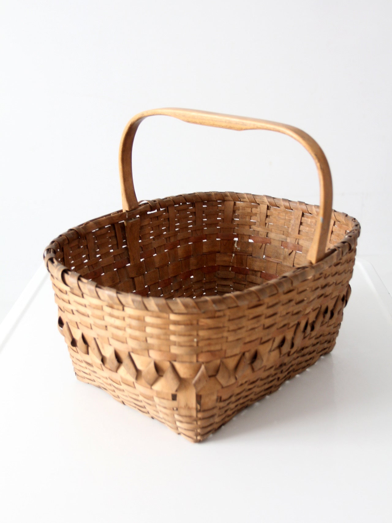 antique folk art splint gathering basket