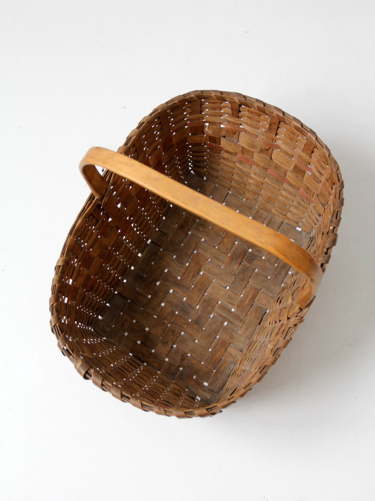 antique folk art splint gathering basket