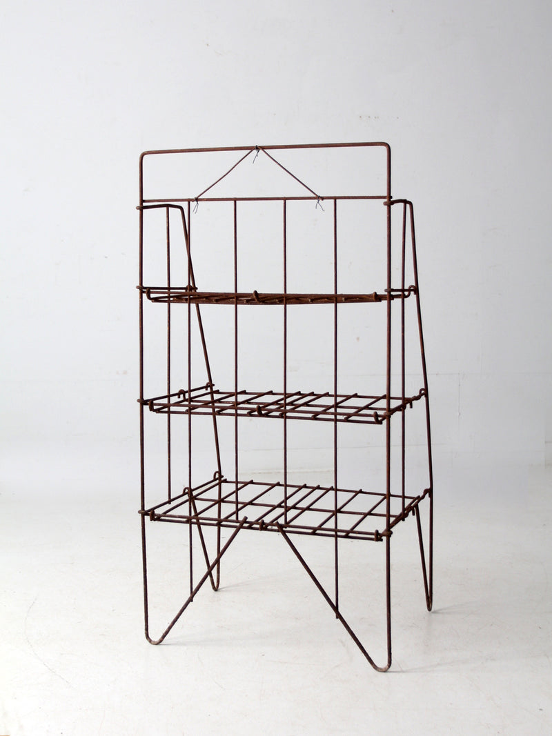 mid-century collapsible wire shelf rack