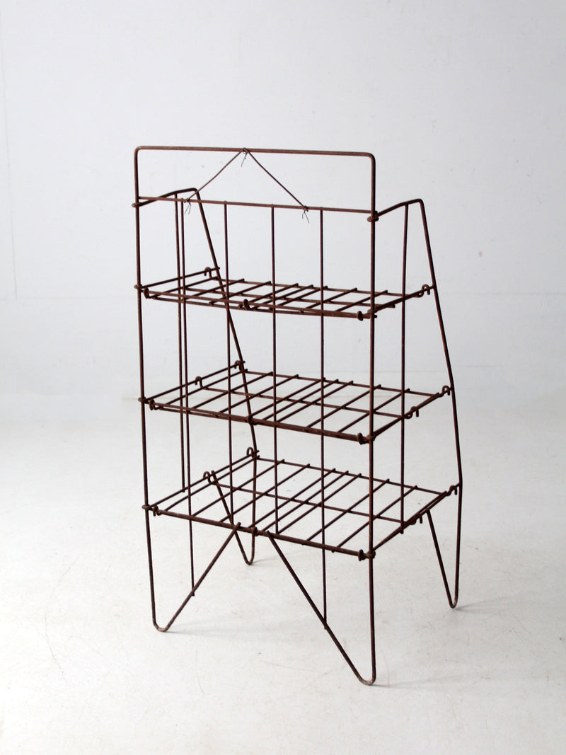mid-century collapsible wire shelf rack