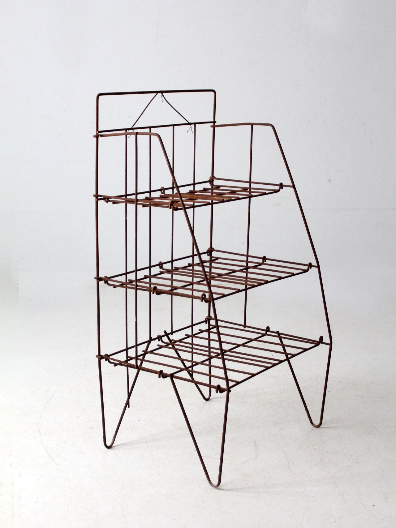 mid-century collapsible wire shelf rack