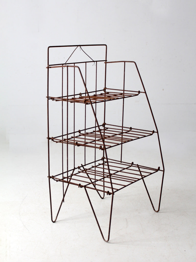 mid-century collapsible wire shelf rack