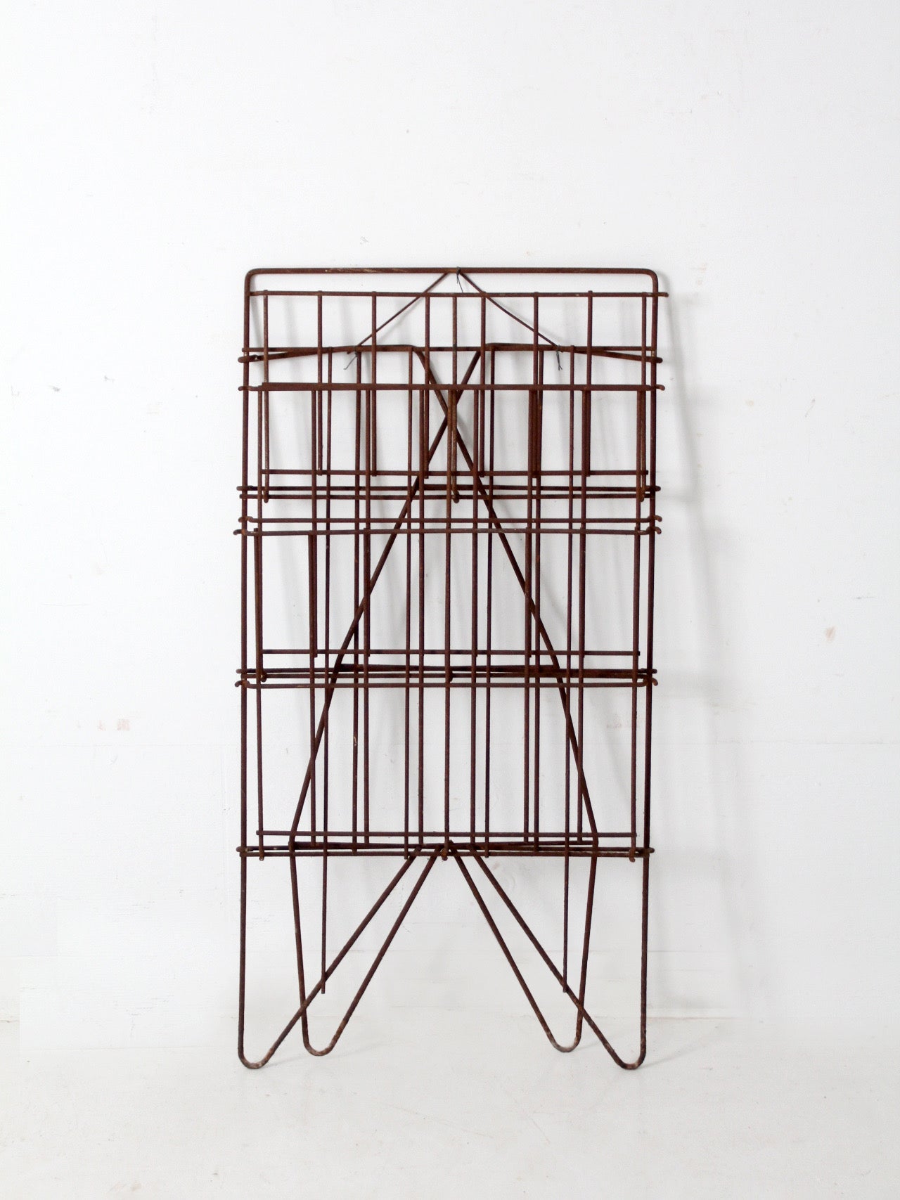 mid-century collapsible wire shelf rack