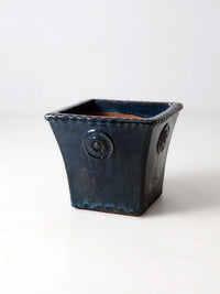 vintage art deco blue art pottery planter