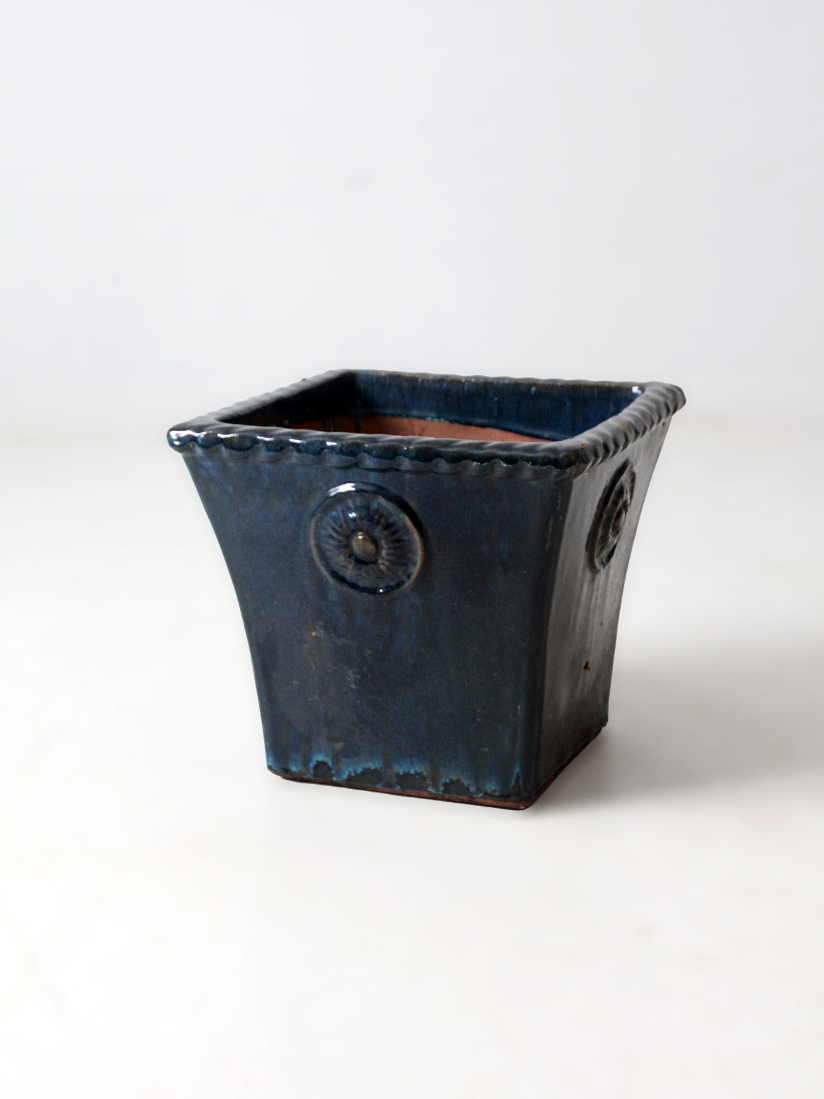 vintage art deco blue art pottery planter