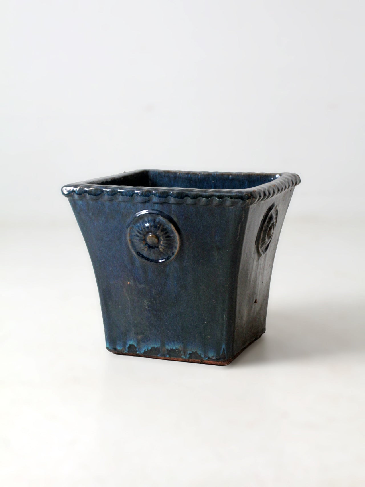 vintage art deco blue art pottery planter