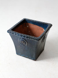 vintage art deco blue art pottery planter