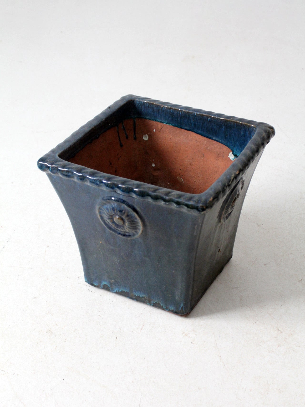 vintage art deco blue art pottery planter