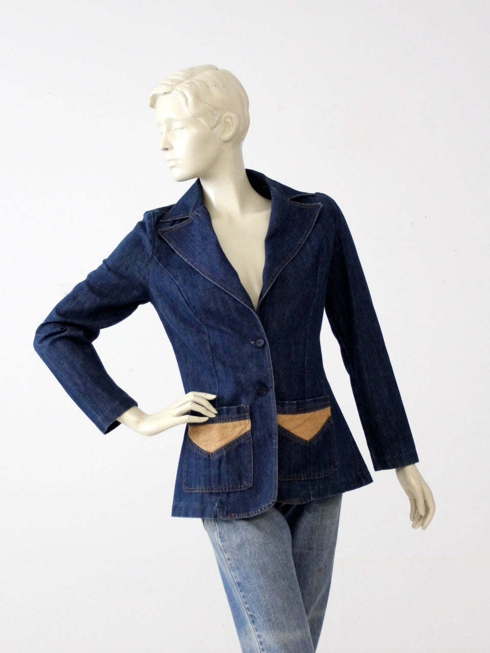 vintage 1970s tailored denim blazer by Gitcha Covered Up