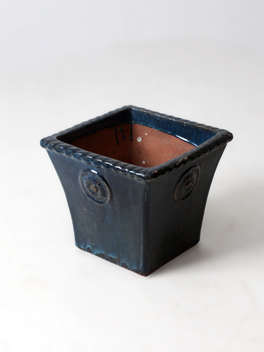 vintage art deco blue art pottery planter
