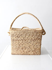 vintage woven storage basket tote