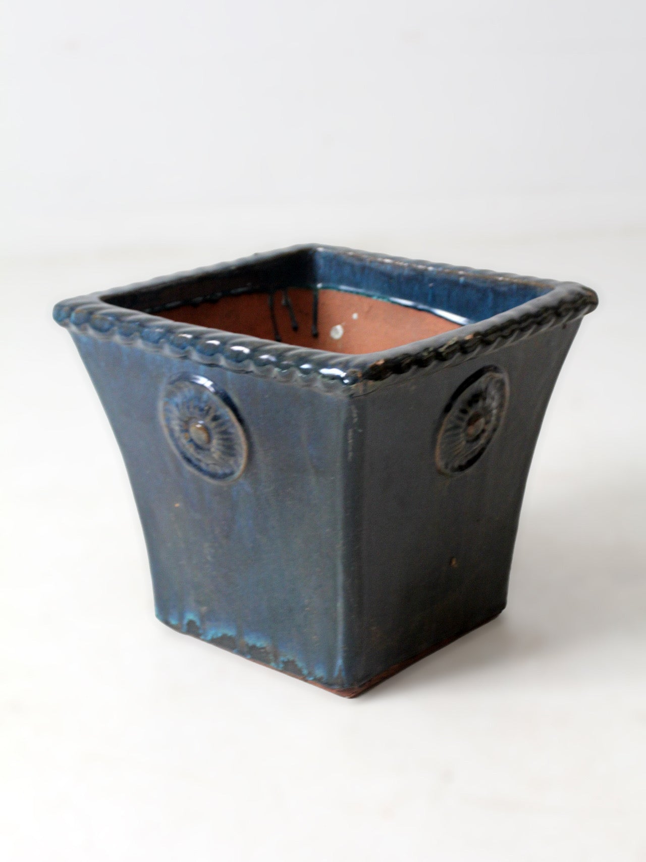 vintage art deco blue art pottery planter