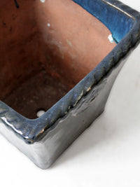 vintage art deco blue art pottery planter