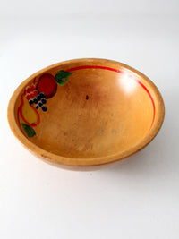 mid-century hand-painted wooden footed bowl