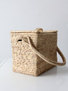 vintage woven storage basket tote