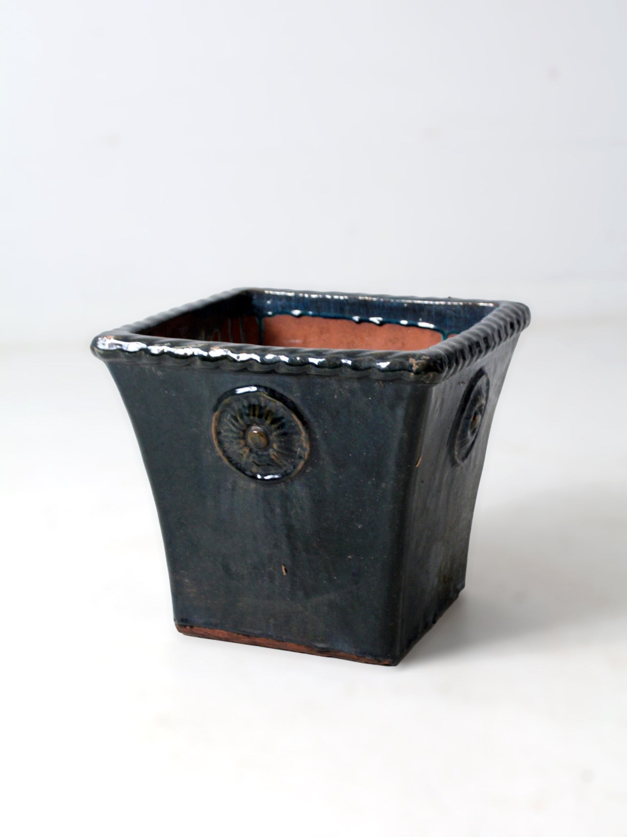 vintage art deco blue art pottery planter